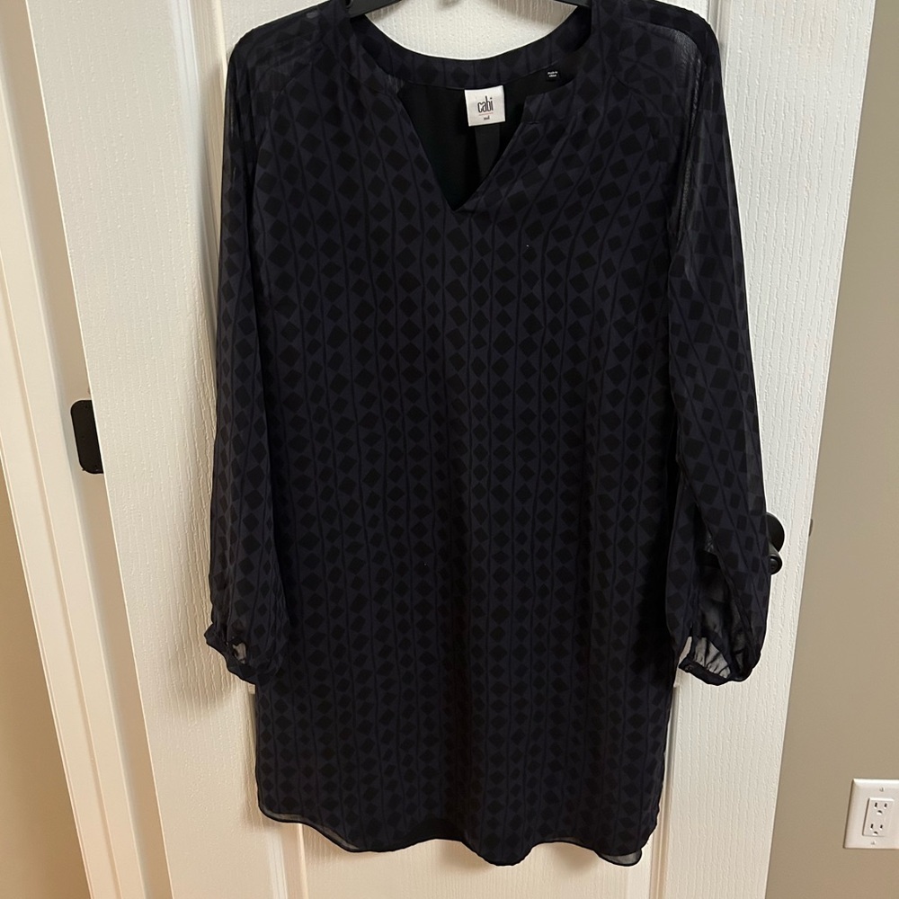 CAbi Elegant Black Geometric Dress